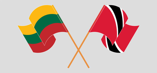 Fototapeta na wymiar Crossed and waving flags of Lithuania and Trinidad and Tobago