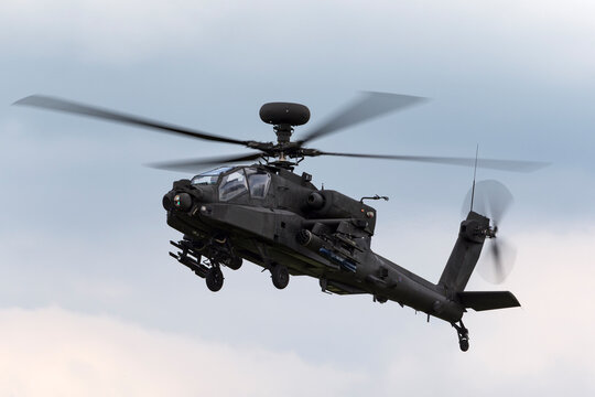 RAF Waddington, Lincolnshire, UK - July 6, 2014: AgustaWestland WAH-64D Apache AH1 Attack helicopter ZJ 172 of the British Army Air Corps.