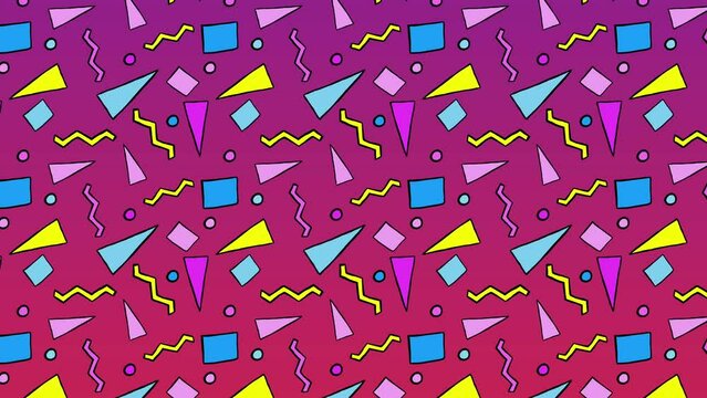 80s 90s Background Memphis Shapes Pattern Animation