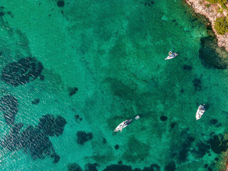 Beautiful bay with sailing boats yacht, Mallorca island, Spain. Yachting, travel and active lifestyle concept
