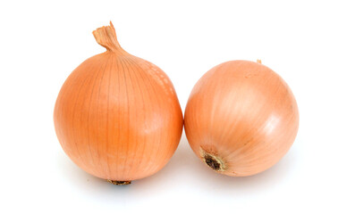 Ripe onion on a white background