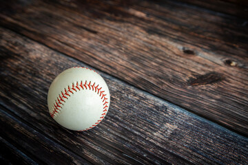 Leather Baseball or Softball Ball and Copy Space