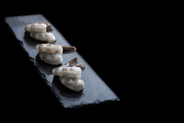 close up peeled and deveined shrimp