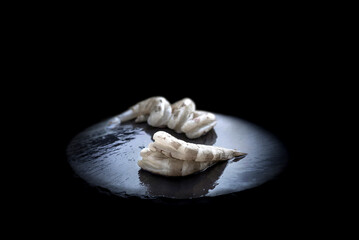 close up peeled and deveined shrimp