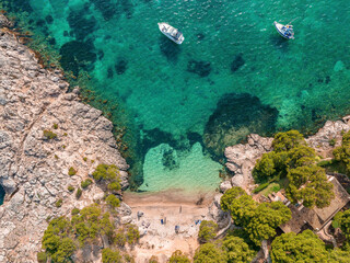Beautiful bay with sailing boats yacht, Mallorca island, Spain. Yachting, travel and active lifestyle concept