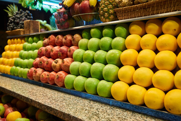 Fruits in open market on shelf