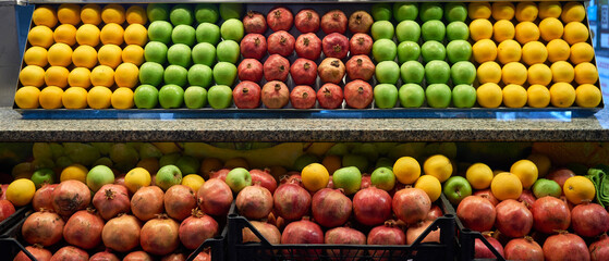 Fruits in open market on shelf
