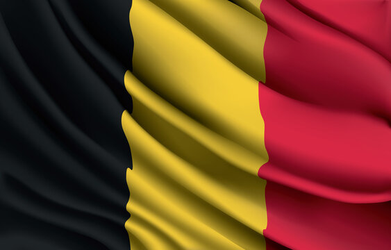 belgium national flag waving realistic vector illustration