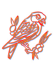 Vector image of an parrot in glitch style for tattoo.