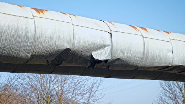 Overhead Industrial Pipeline Used for Heat Gas and Oil Distribution	
