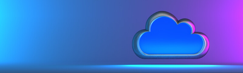 Metal cloud isolated on blue-pink background. 3D render Hi Resolution