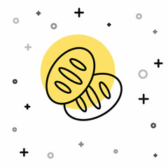 Black line Christian bread icon isolated on white background. Religion and Christianity. Random dynamic shapes. Vector