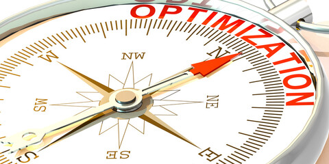 Metal compass with optimization word