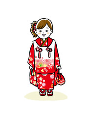 七五三　着物を着た女の子
