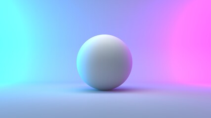 Abstract geometric figures. Three-dimensional sphere rectangular objects  isolated on blue-pink background with empty space. 3D render High resolution