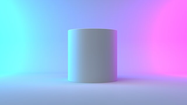 Abstract geometric figures. Three-dimensional cone isolated on blue-pink background with empty space. 3D render High resolution © Iaroslav Neliubov