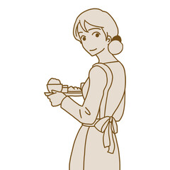 料理を運ぶ女性（シンプル）