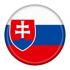 Obraz premium Slovakia flag button 3d illustration with clipping path