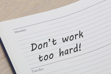 Dont work to hard appointment diary reminder open at page appointment diary reminder open at page