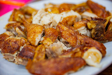 Close up shot of deep fried chicken