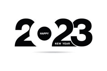 Happy New Year 2023 text design. for Brochure design template, card, banner. Vector illustration. Isolated on white background. - obrazy, fototapety, plakaty