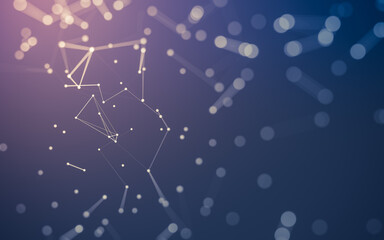 Abstract background. Molecules technology with polygonal shapes, connecting dots and lines. Connection structure. Big data visualization.