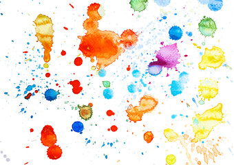 Multicolored watercolor stains, blobs isolated