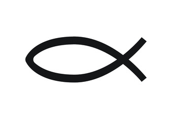 Christian symbol fish. Black and white