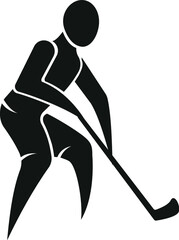 Cartoon Hockey Player Stick Sport Athlete Winter Sports Puck