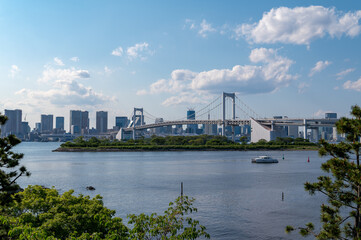 Obraz premium 東京都港区台場から見た東京湾を望む都市景観