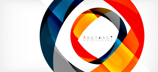 Geometric abstract background. Circle created with overlapping color shapes. Vector Illustration For Wallpaper, Banner, Background, Landing Page