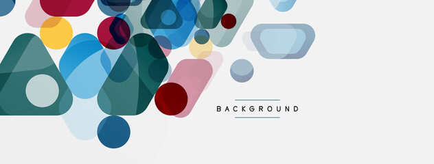 Color bubbles and rounded geometric shapes on white. Vector geometric minimal abstract background for wallpaper, banner, background, landing page