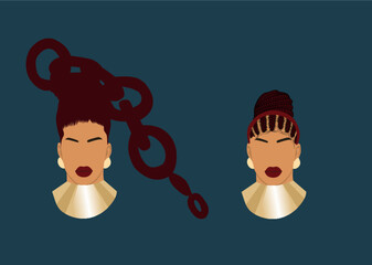 Black girls afro haitstyle collection. Diversity, Vector.. Illustration