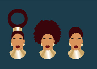 African american haitstyle collection. Diversity, Vector. Illustration