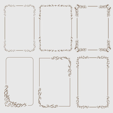 decorative rectangular border frame set. floral border vector illustration