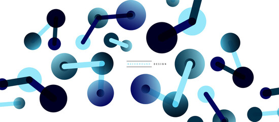 Line points connections geometric abstract background. Circles connected by lines. Trendy techno business template for wallpaper, banner, background or landing