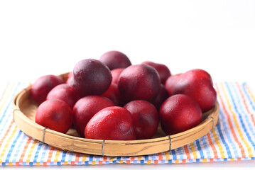 Naklejka na ściany i meble Red plum fruit (Japanese plum or Chinese plum)