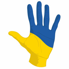 Obraz premium Images of the flag of Ukraine on a human hand.