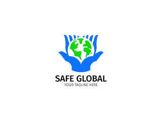Logo safe global with hand and eart