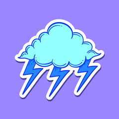 hand drawn cloud with lightning doodle illustration for tattoo stickers poster etc