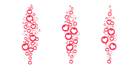 Likes hearts flying up for stories and live streams. Like icons for social media ui. Vector illlustration isolated in white background