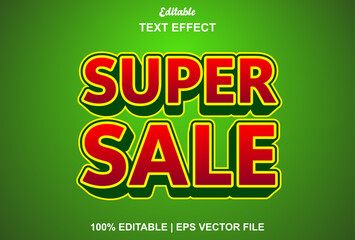 red and green color super sale text effect editable.