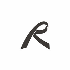 letter r simple curves 3d line flat logo vector