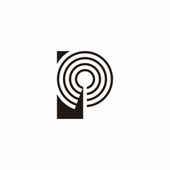 letter p motion signal thin line design logo vector
