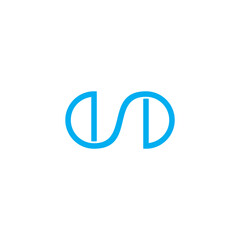 letter s d simple geometric lines art linked logo vector