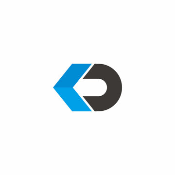 letter kd arrow blue shadow logo vector