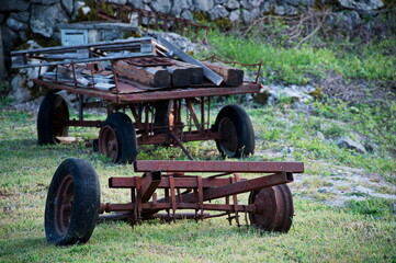 Old rusty trailers in the countryside
