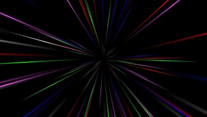 Colorful light rays isolated on plain black background
