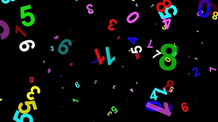 Colorful numbers isolated on plain black background