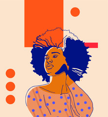  Black women with abstract background. Banner.. 